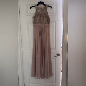 Eliza J Lace and Chiffon Wedding Dress in Blush